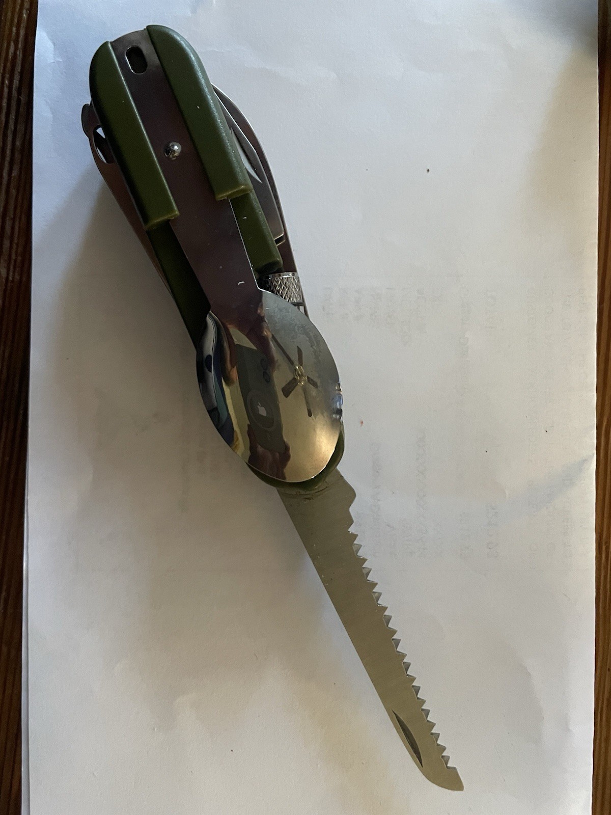 Utensil Knife , Multi Tool . Spoon Fork Flashlight Sheath Great For Camping