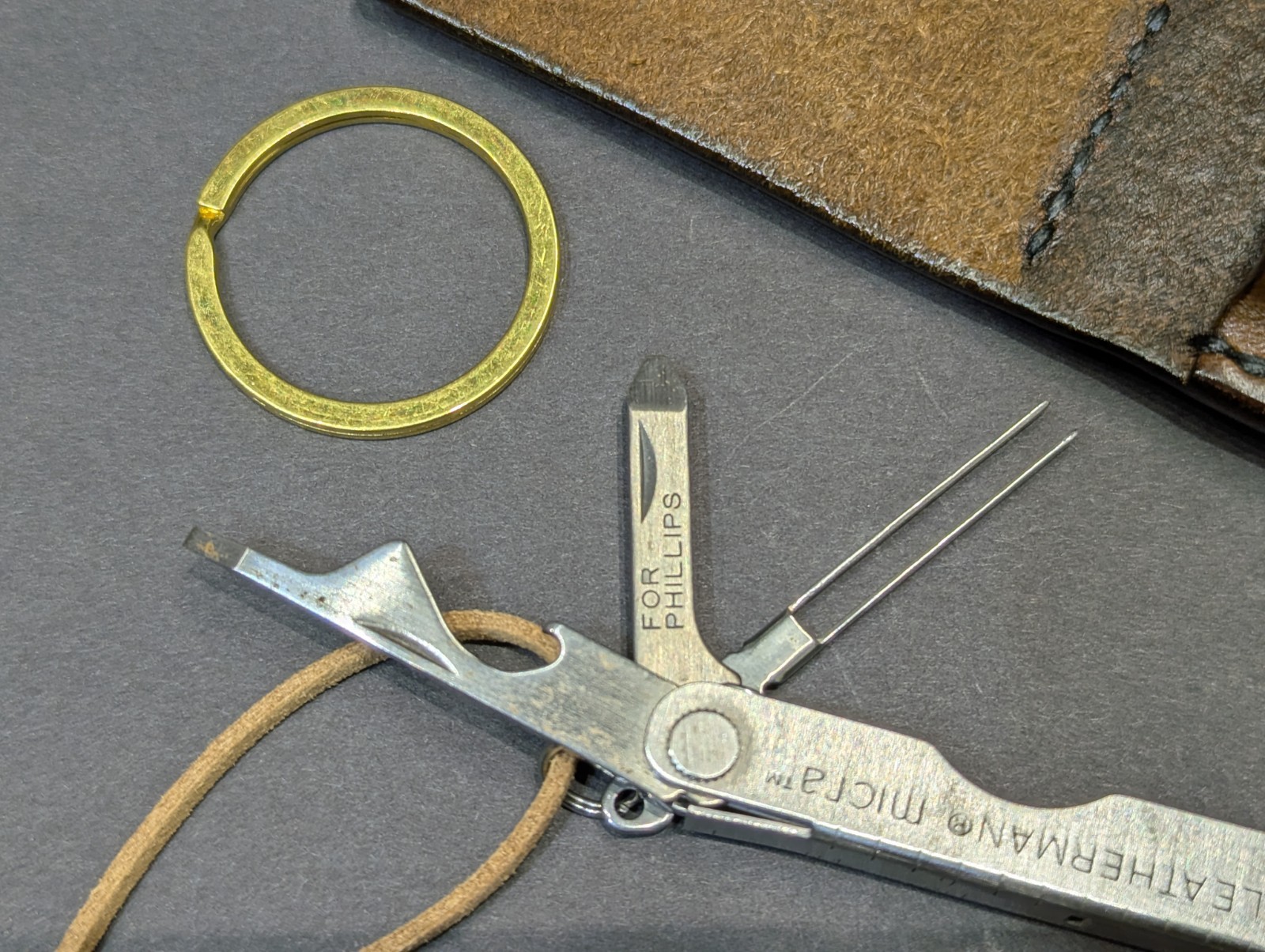 Leatherman Micra Keychain Tool w/ Custom Handmade Leather Holster