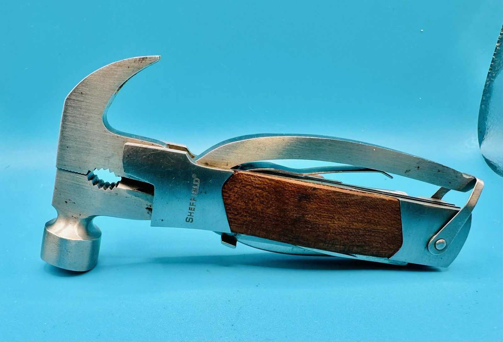 Wood and Stainless Hammer Tool 7-IN 1 Multi Tool Wood Handle —