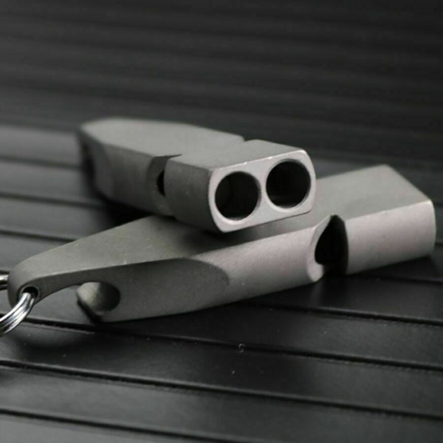 Titanium Keychain 2 Tubes Whistle with Bottle Opener Outdoor SOS Survival Tool