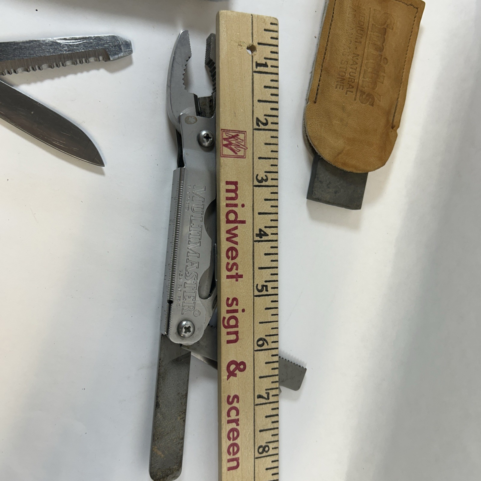 Used Lot of 3 Multi-Tool Pliers 1 MultiMaster and 2 General, Plus Sharpen Stone