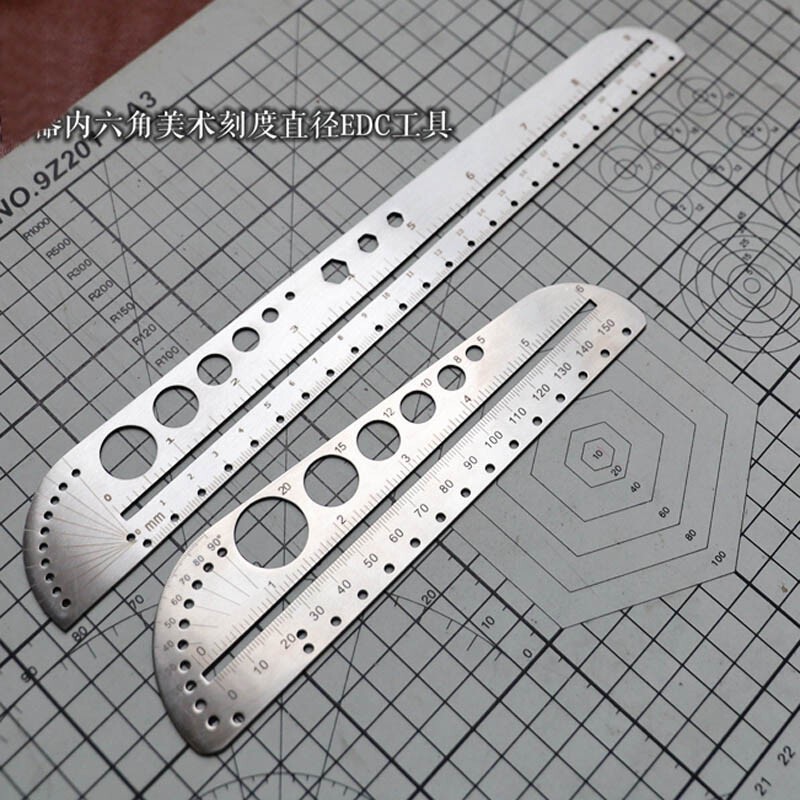 Titanium Alloy Ruler Stainless Steel Portable EDC Outdoor Compasses Tools