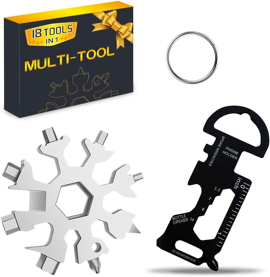 18 in 1 Snowflake Multitool & 8 in 1 Card Tool Stocking Stuffers Men Christmas