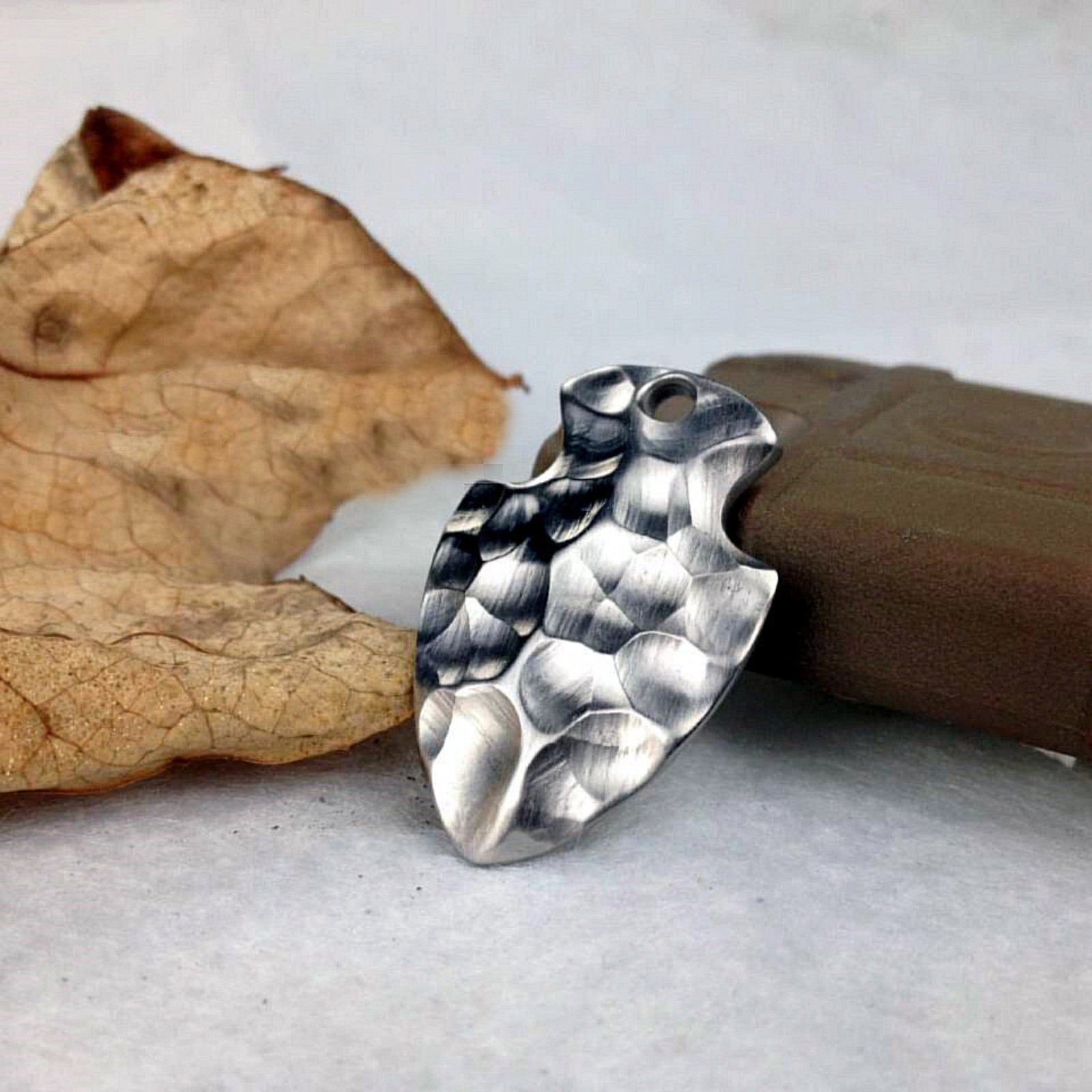 Solid Handmade Titanium Alloy Double-sided Engraving Crater Necklace Pendant EDC