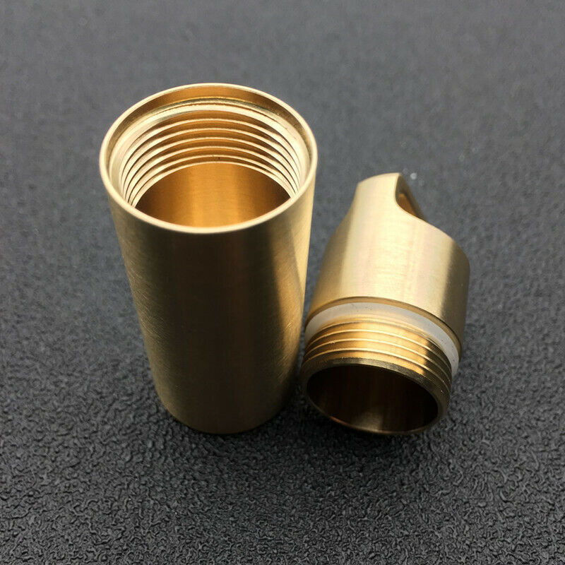 Solid Brass Survival Multi EDC Tools Waterproof Key Storage Container Pill Box