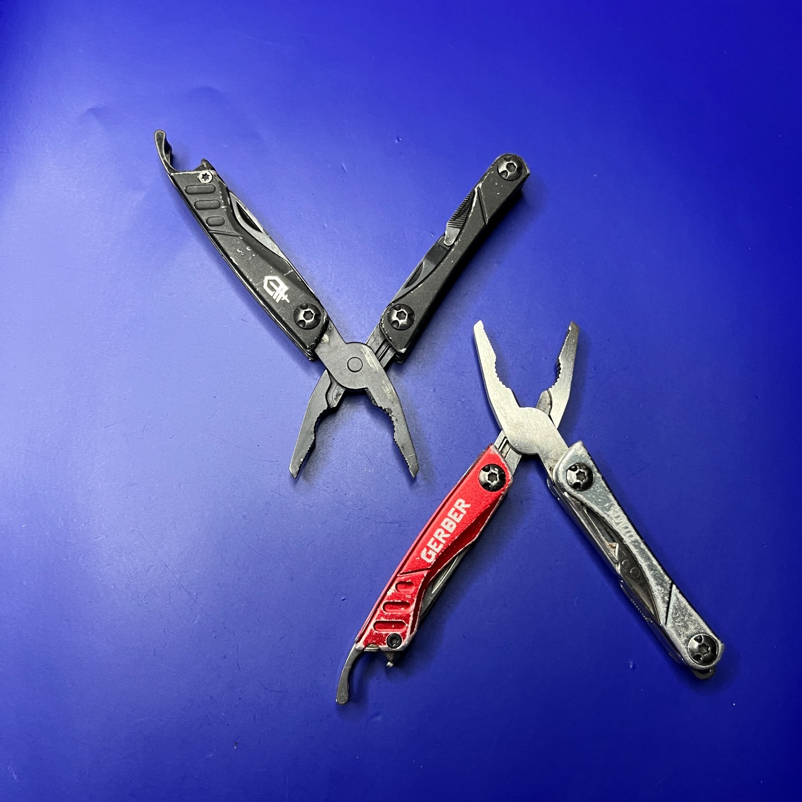 Lot of 2 Gerber Dime Multi-Tools Small Keychain Pliers Knife File Scissors