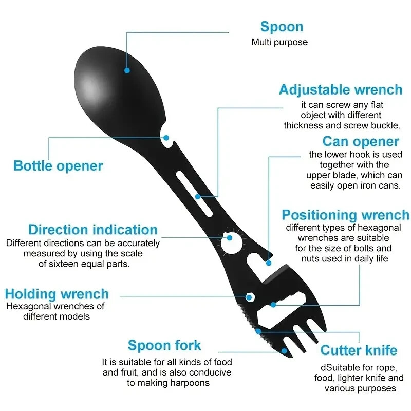 (Pack of 2) Stainless Steel 10-In-1 Multi-Function Spoon And Fork
