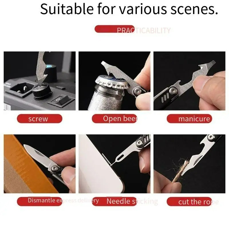 Keychain Pocket Multitool EDC Sim Card Opener Ejector bottle Knife Screwdriver