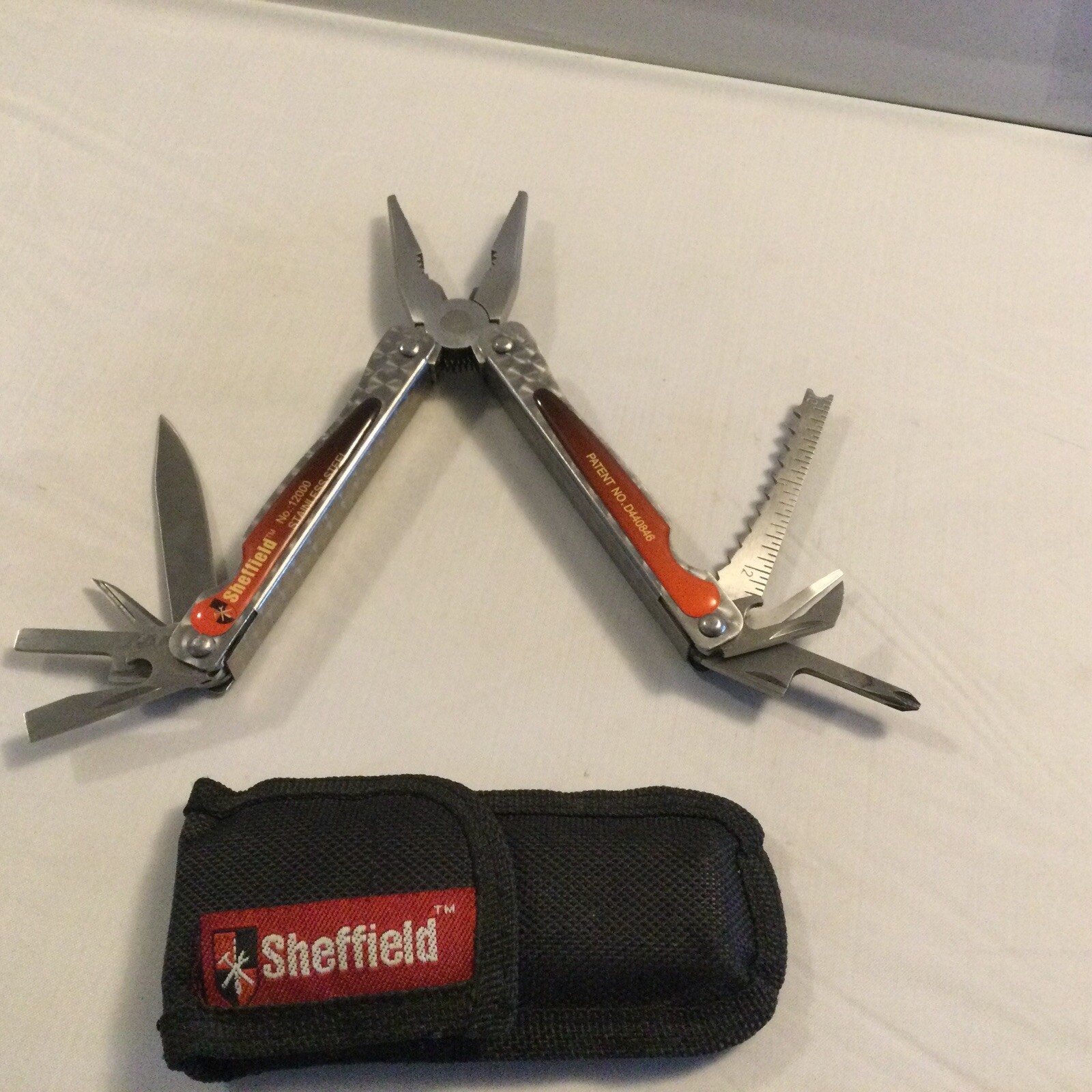 Sheffield #12000 Stainless Steel Multi Tool Pliers Knife Scaler With Belt Case