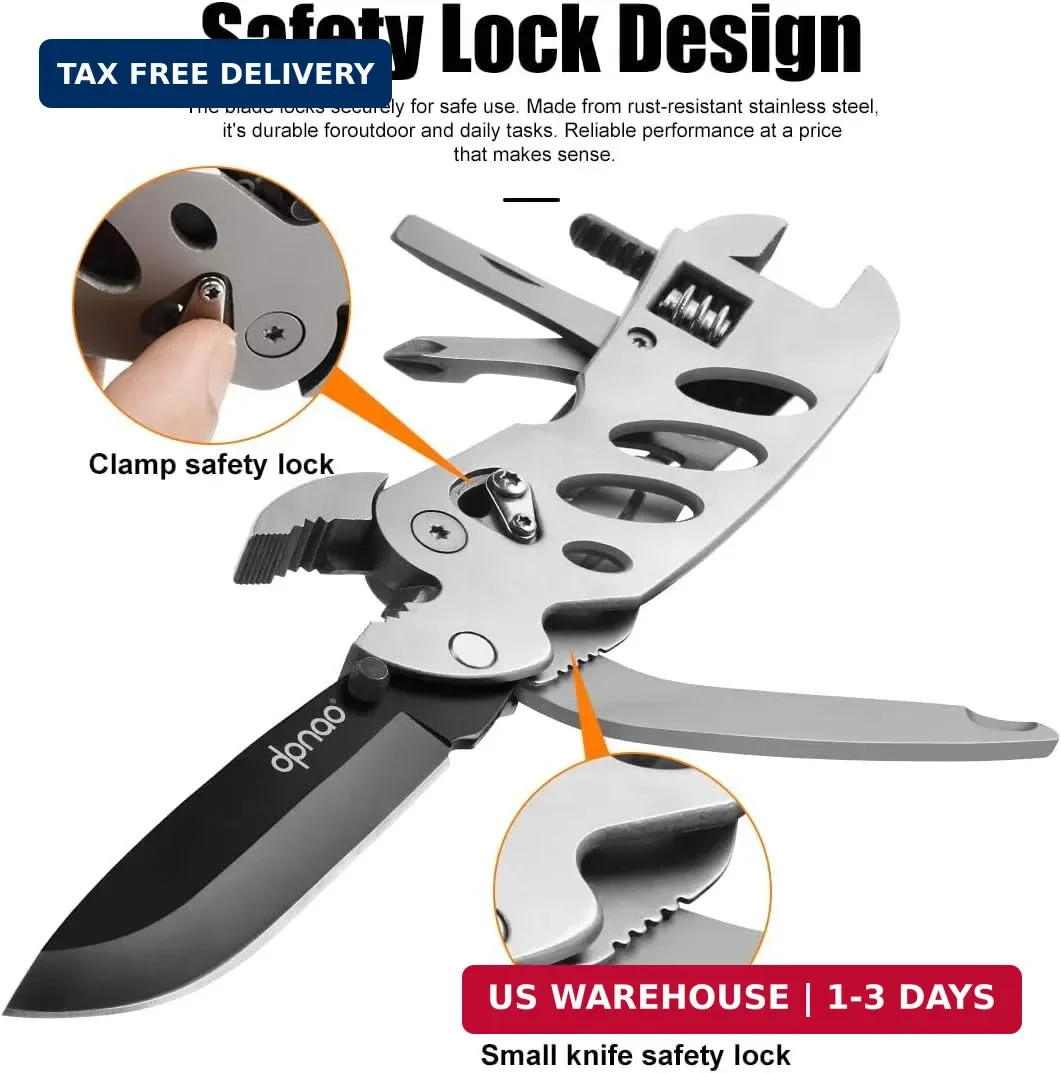 Multitool Wrench With 7 Tools/Pliers/Wire Cutter/Flat Screwdriver/Phillips Screw