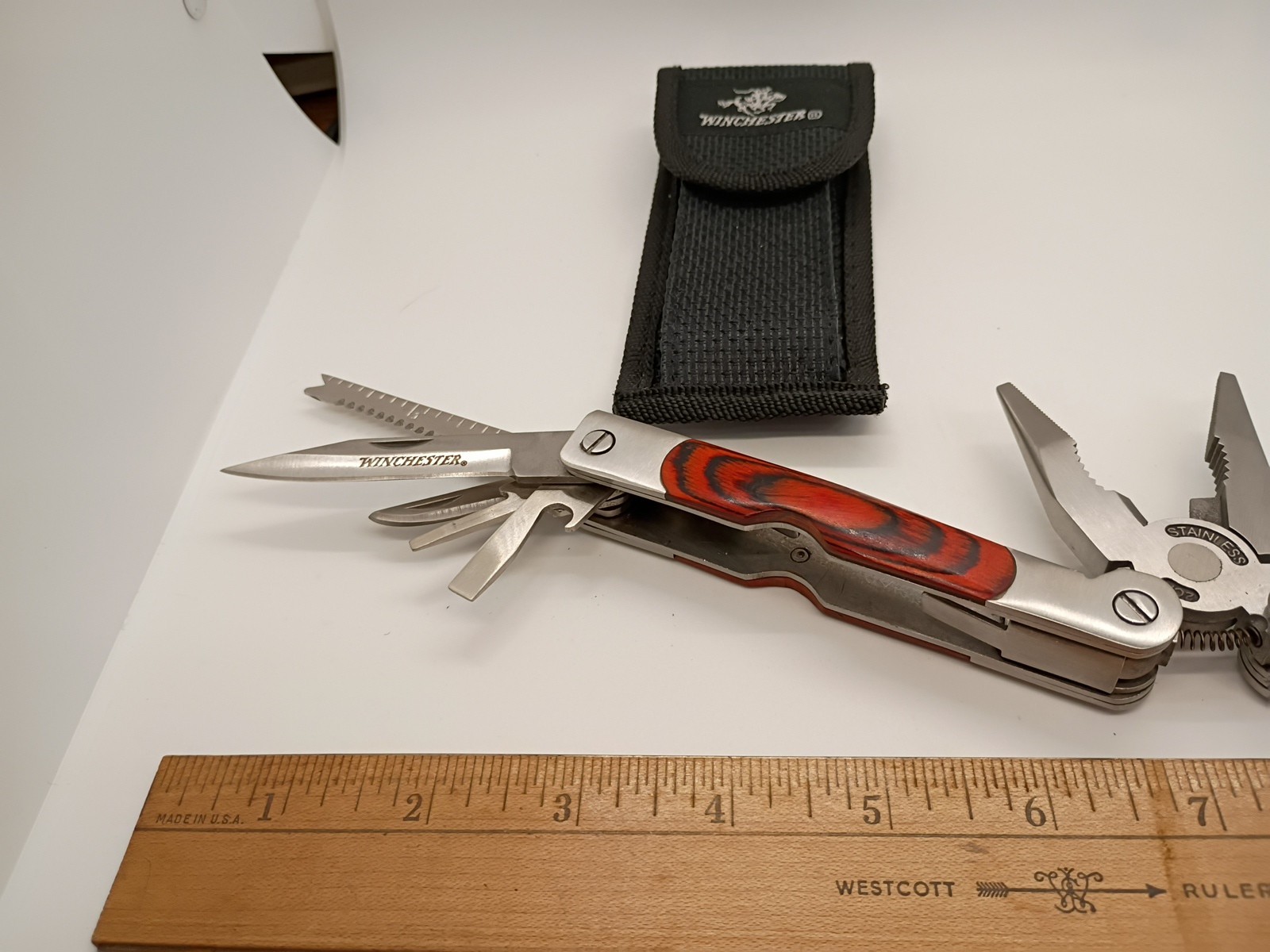 Winchester 10-tool Multi-Tool W/Faux Woodgrain Accents and Black Sheath