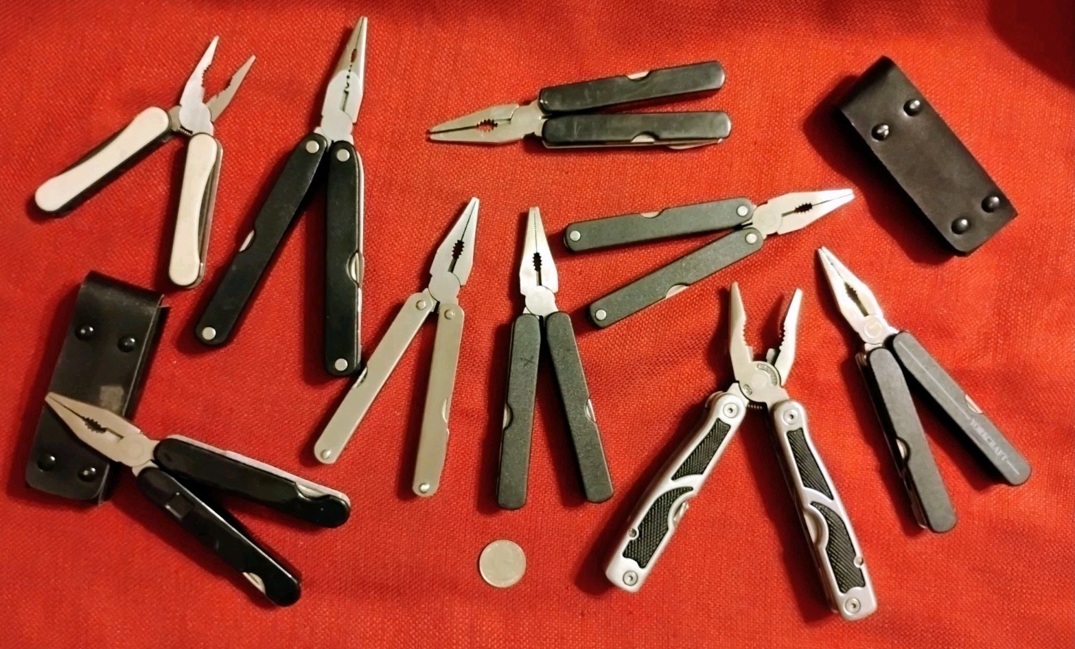 Large multitool 9pc lot, many uses home camping survival EDC auto fishing & more