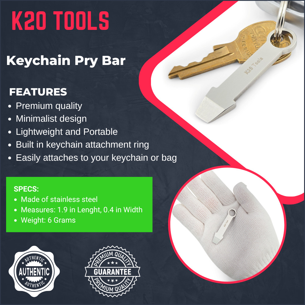 Keychain Mini Pry Bar – Tiny EDC Crowbar – (Stainless Steel) Pocket Tool