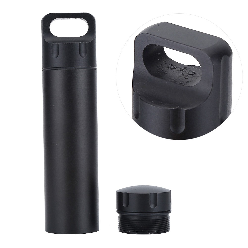 Waterproof Aluminum Pill Box Case Organizer Outdoor Medicine Holder (Black) CX4