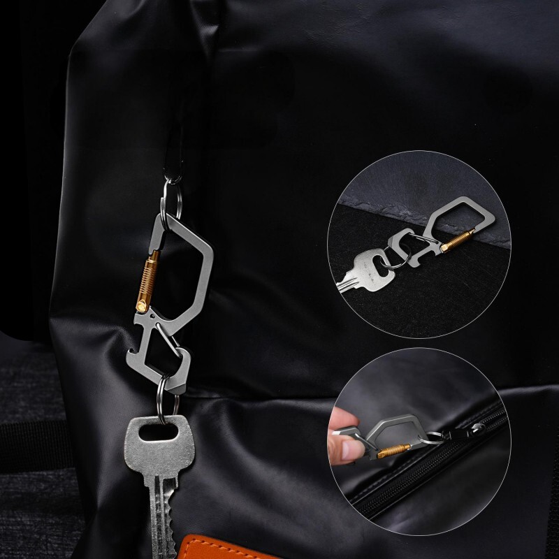 EDC Titanium Keychain Carabiner Clip with Bottle Opener Outdoor Multi Tool