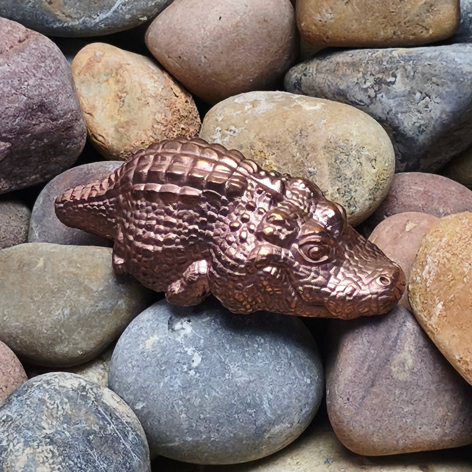 Purple copper Alligator Crocodile Gator ornament Solid handcraft statue reptile