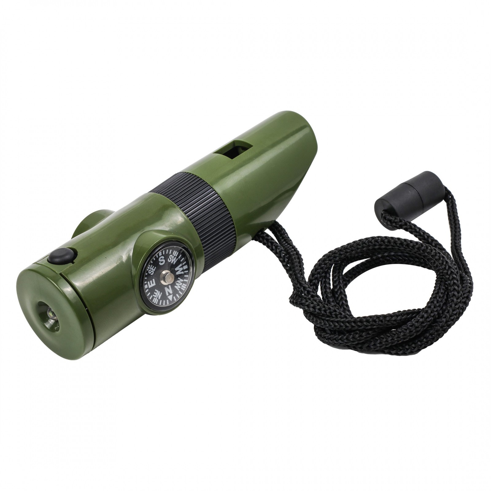 Survival Outdoor Multi Tool Whistle Compass LED 7 in 1 Flashlight