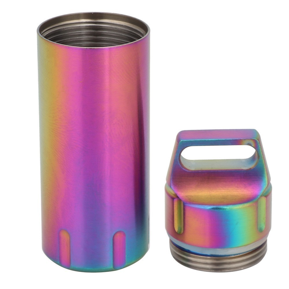 Portable Waterproof Stainless Steel Pills Case Container Bottle Keychain