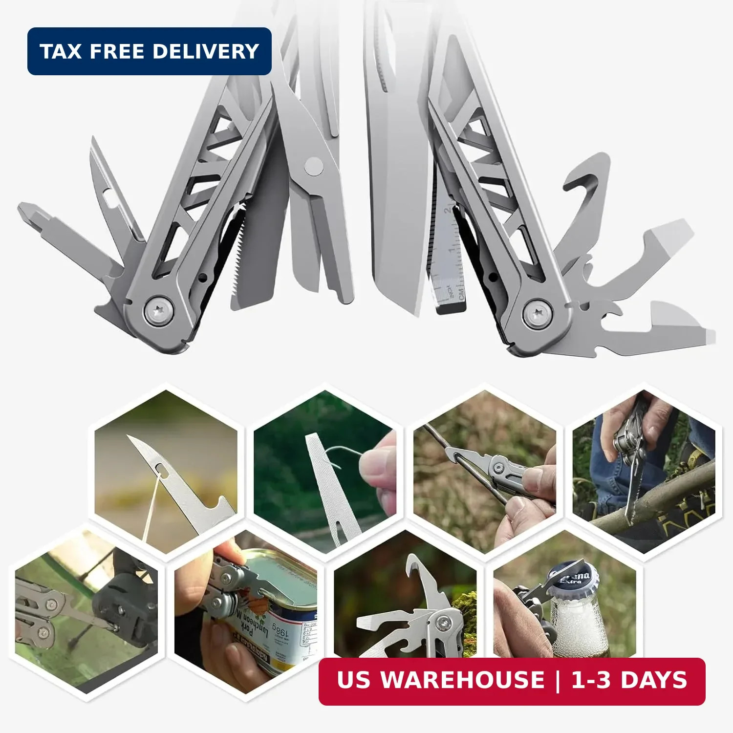PERWIN Multitool, 17-in-1 Stainless Steel Multi Tool Pliers with Self-Locking, P