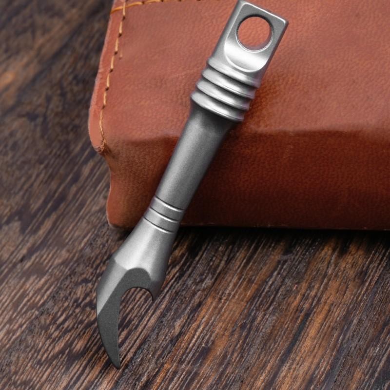 Titanium Bottle Opener Pry Bar Crowbar Portable Keychain EDC Multi Tool Outdoor