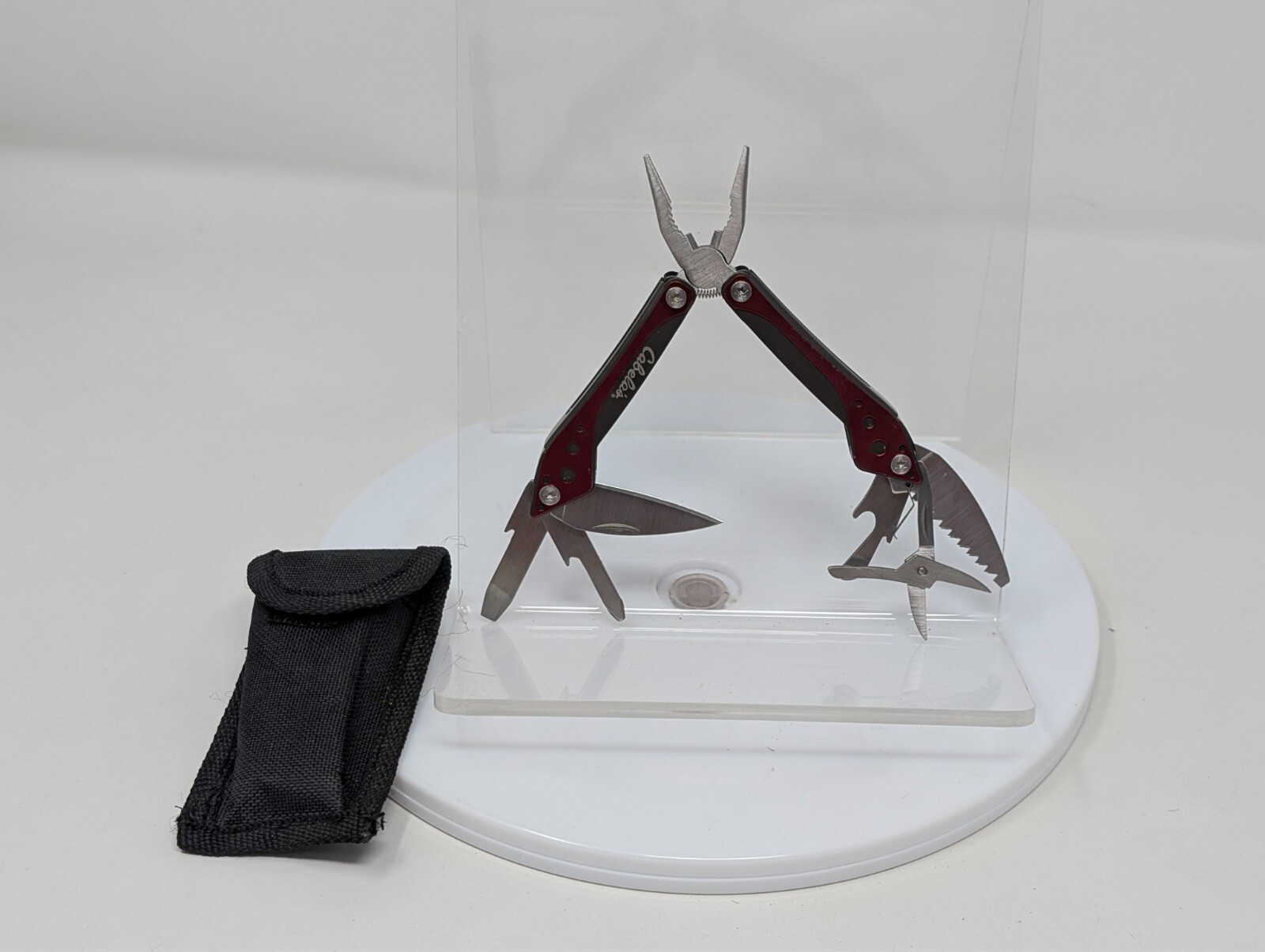 Cabela’s 7-in-1 Mini Multi Tool – Cherry Red, With Nylon Case EDC