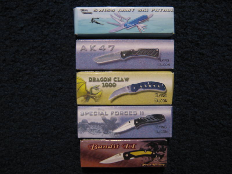 5 Frost Pocket Knives w/SWISS ARMY SKI PATROL/BANDIT 11