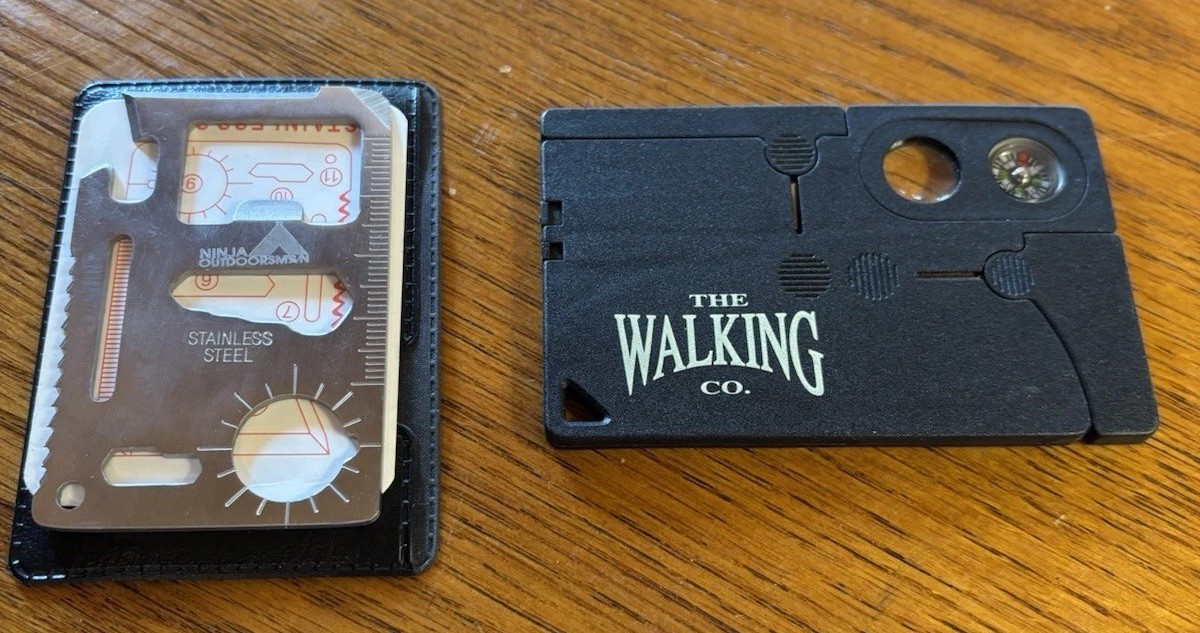 Lot Of 2 Ninja Outdoorsman And Tool Logic Credit Card Compact Survival Multi