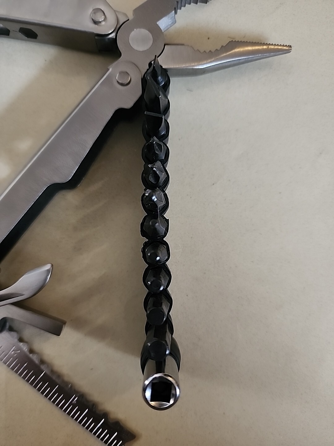Multitool With Case And Screwdriver Bits Belt Loop Black Fabric
