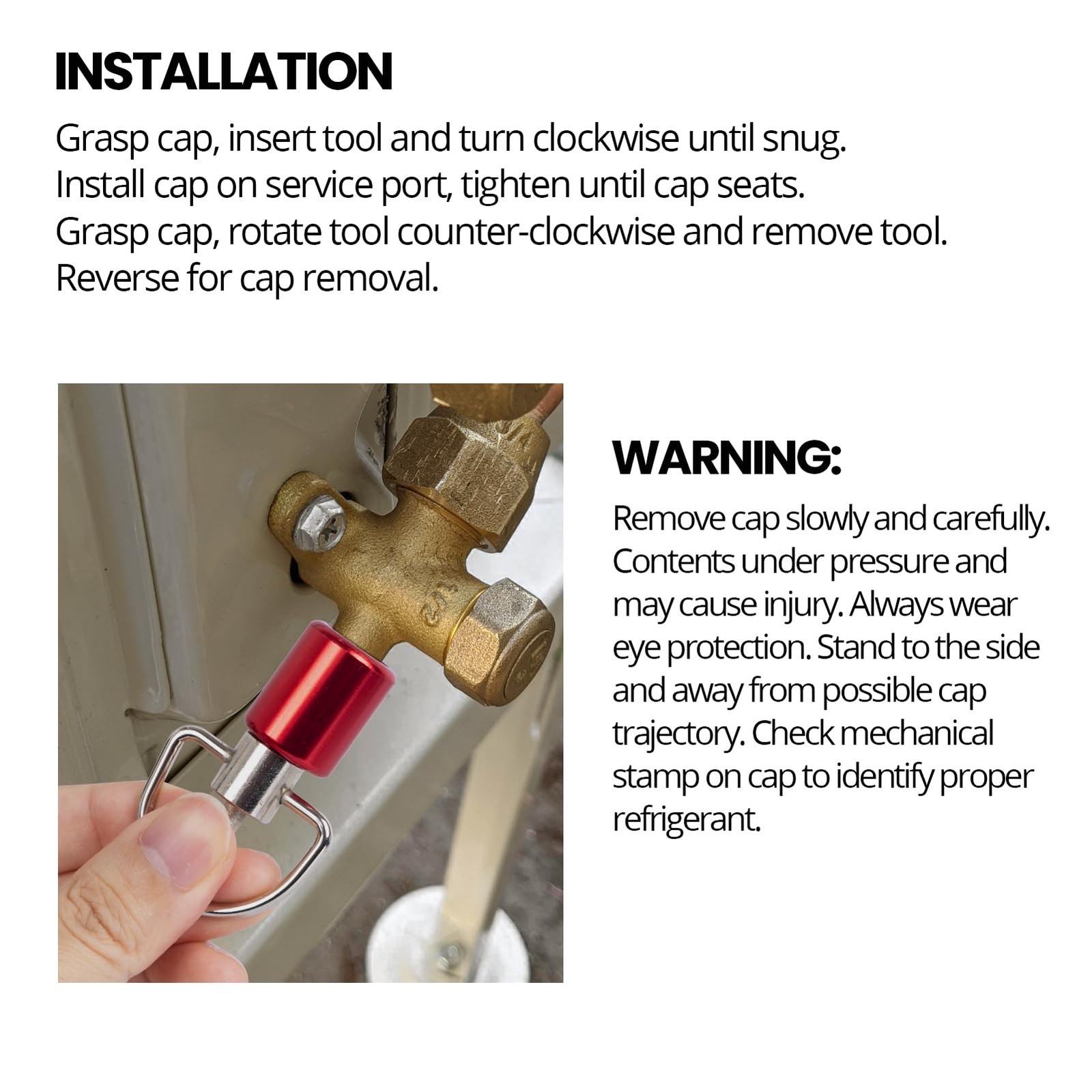 HVAC Tools, Locking Cap Key for Refrigerant Safety Caps, Universal Triple Use…