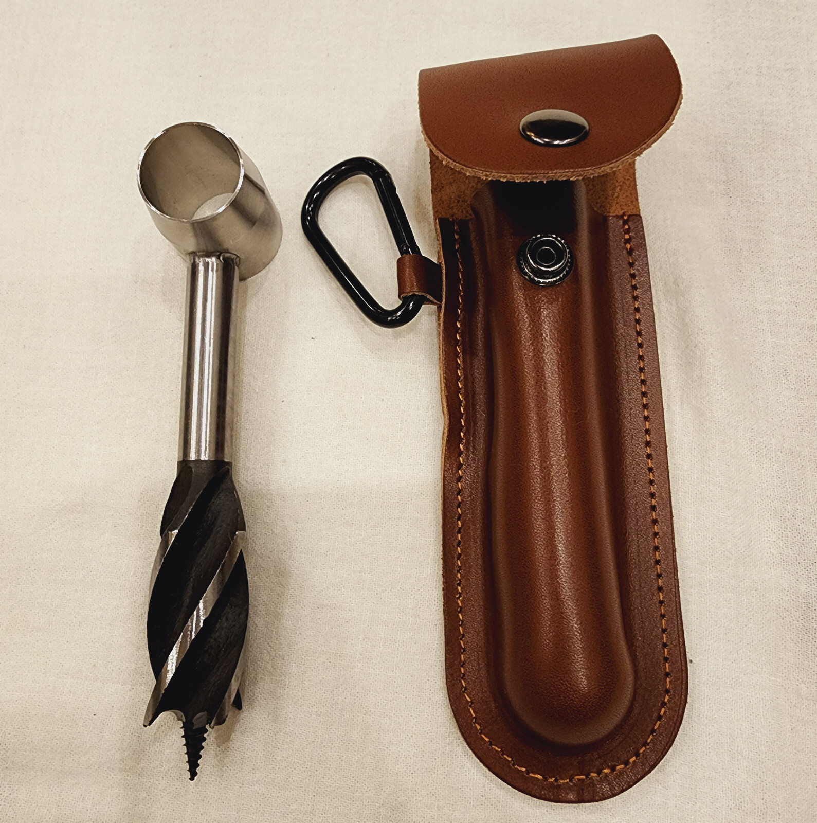 Outdoor EDC 2 pcs Tool Set Real Leather Holster + Manual Woodworking Drill