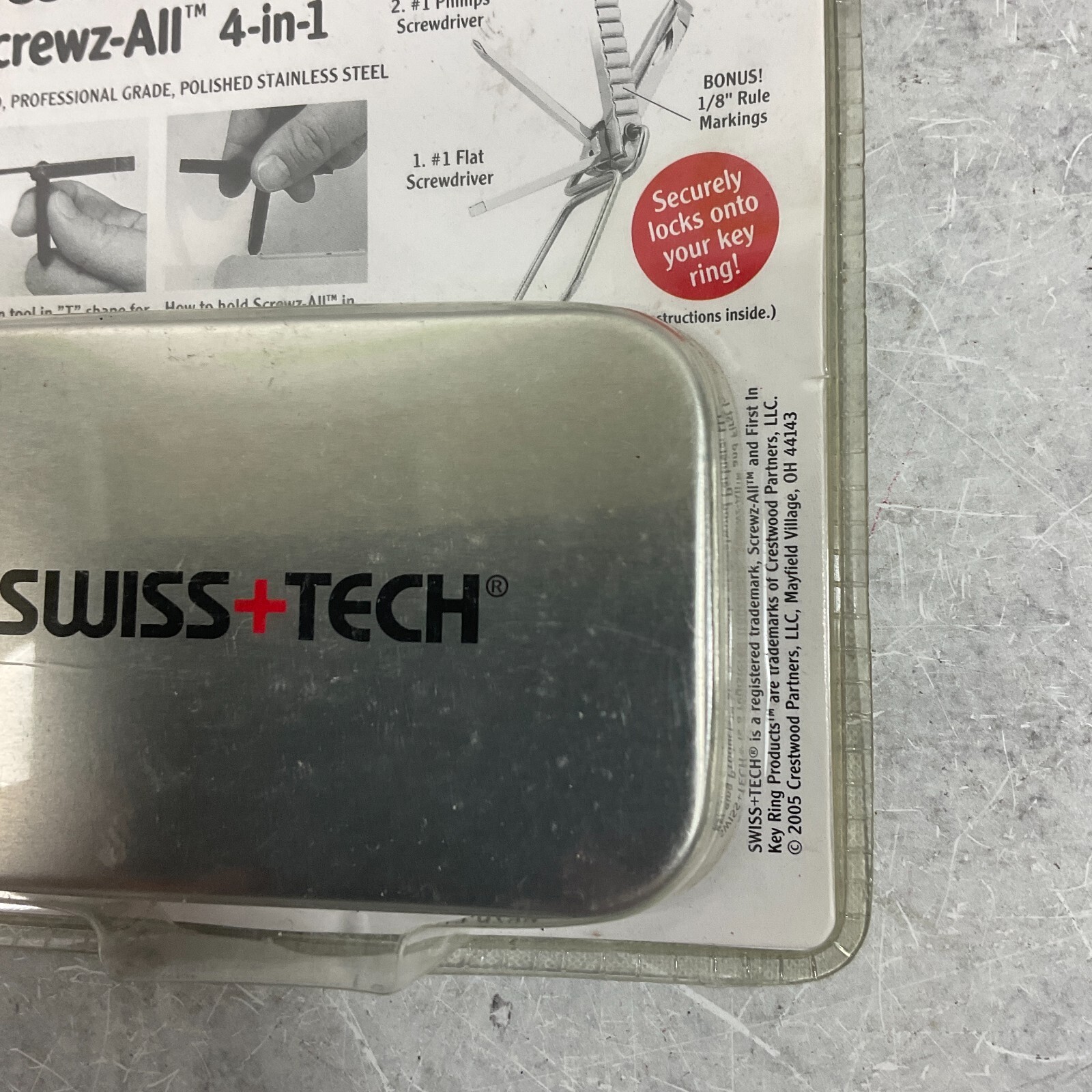 Swiss Tech Screwz All 4-in-1 Multi-Tool Key Ring Screwdriver Ruler SACSS + case