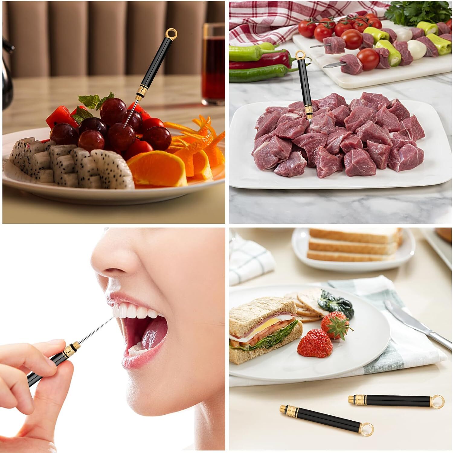 Titanium Toothpick Holder, Portable 3 Pcs Metal Toothpicks For Teeth, Mi