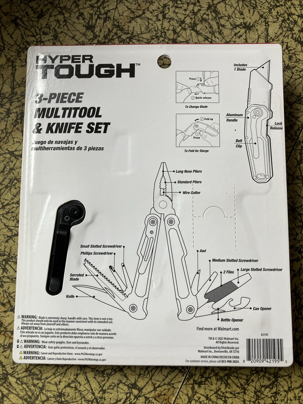 Hyper Tough 3 Piece Multi Tool /Bottle Opener And Knife Set / Stainless Steel