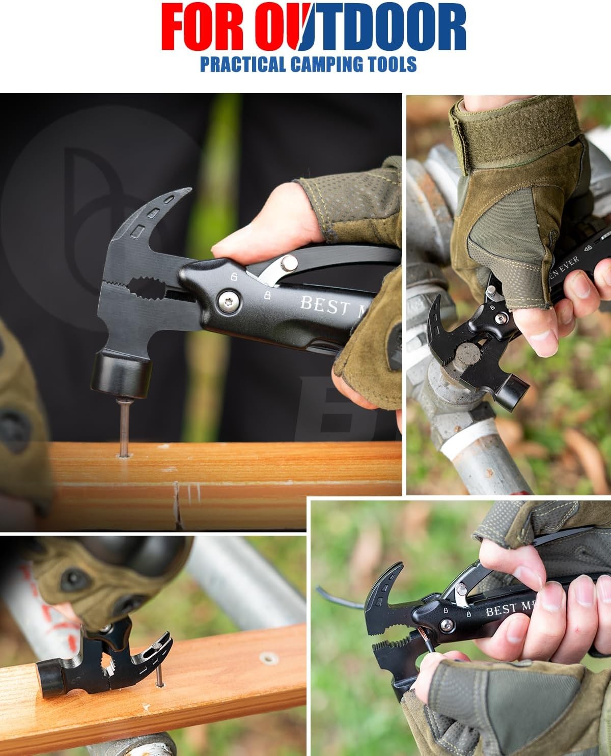 Stocking Stuffers for Men, 12 in 1 Multitool Hammer with 18 in 1Snowflake,All in