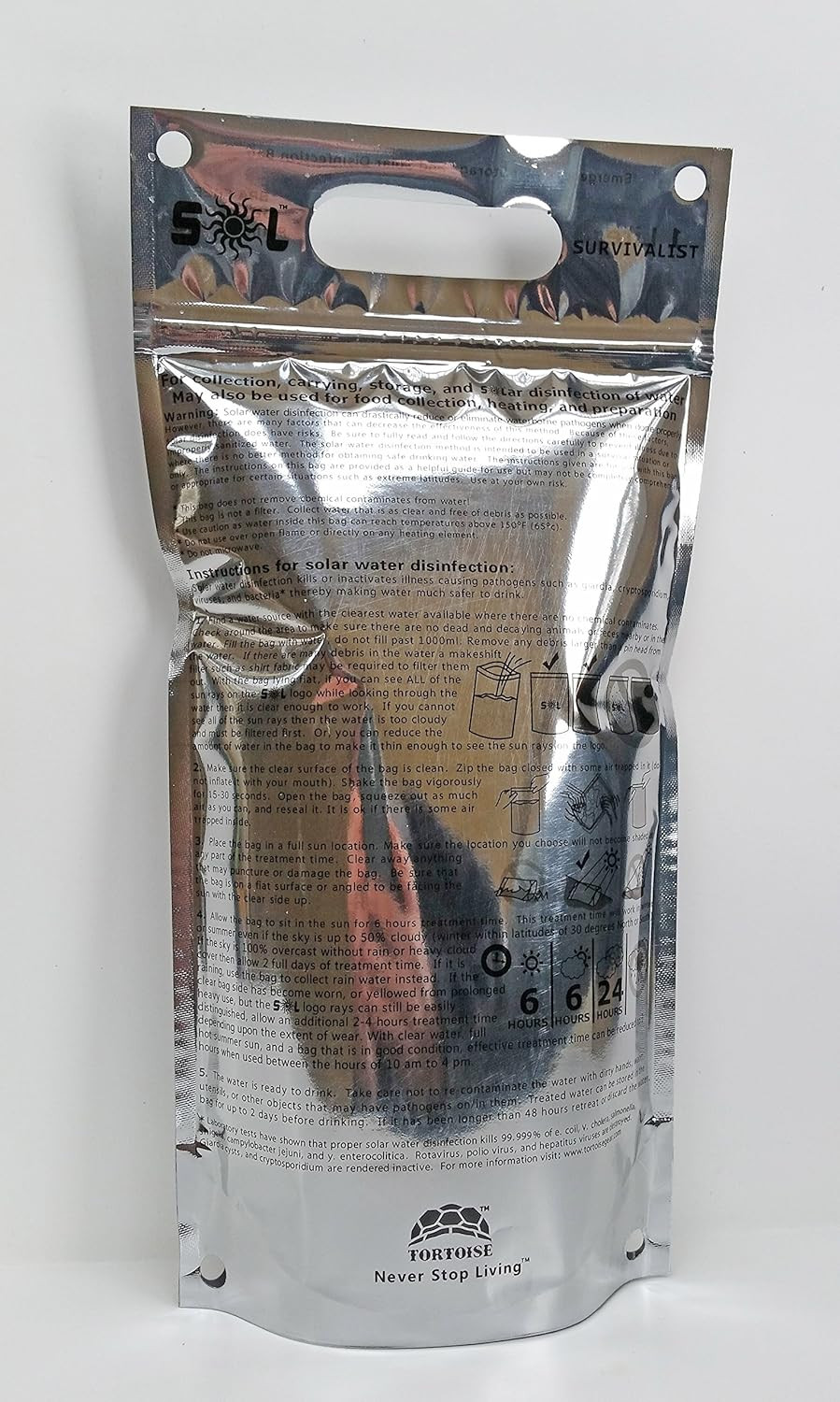 SOL Water Survivalist Bags – 1 Liter Zip Top Stand up Water Bag Designed for Sol