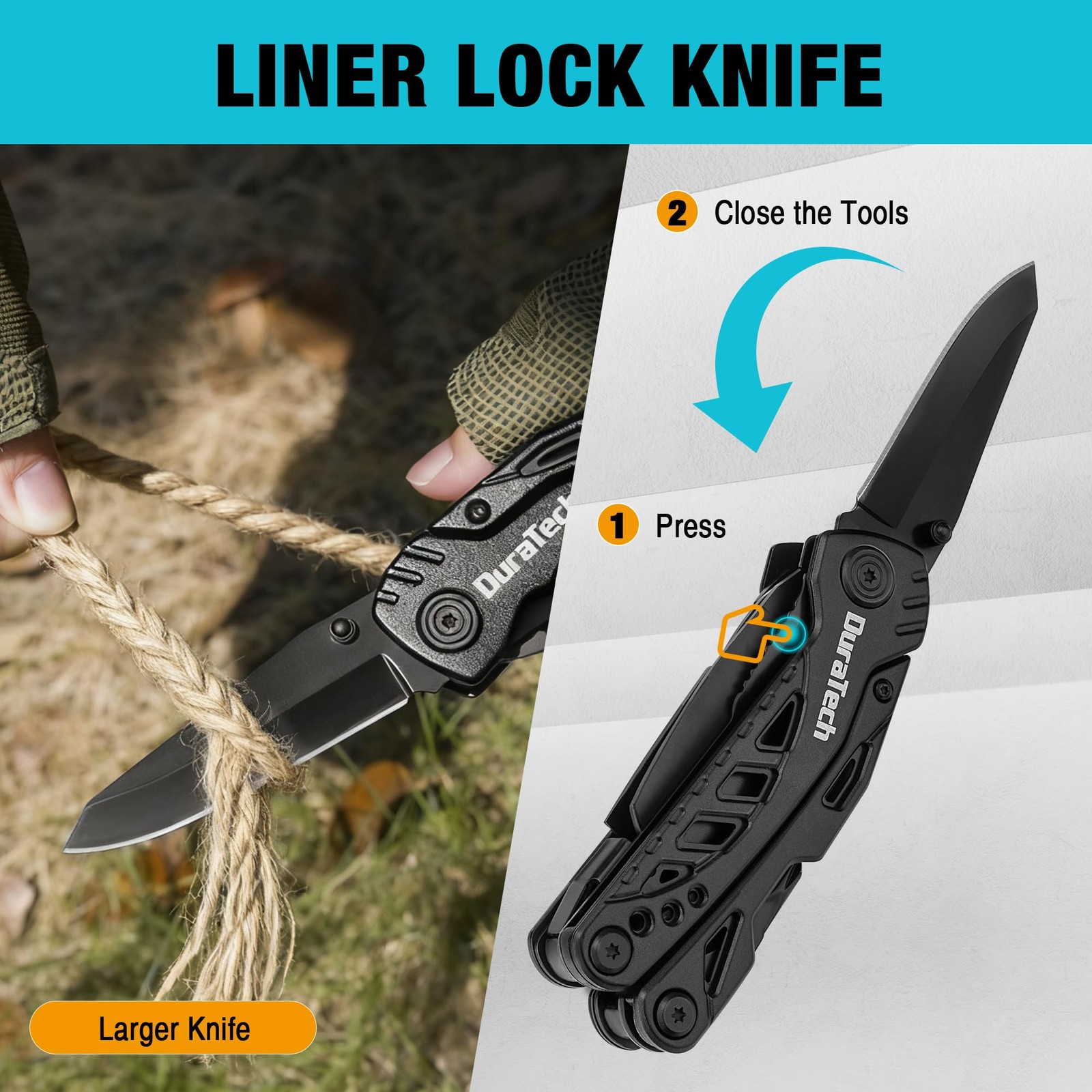 Multitool Knife, 13 in 1 Pocket Multitool, Multi Tool with 3″ Large Blade, Safe