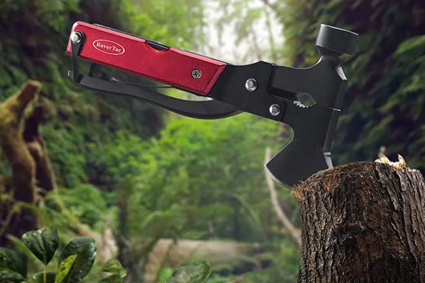 NEW Quntionst 16-In-1 Camping Emergency Survival Multitool + Sheath BLACK & RED