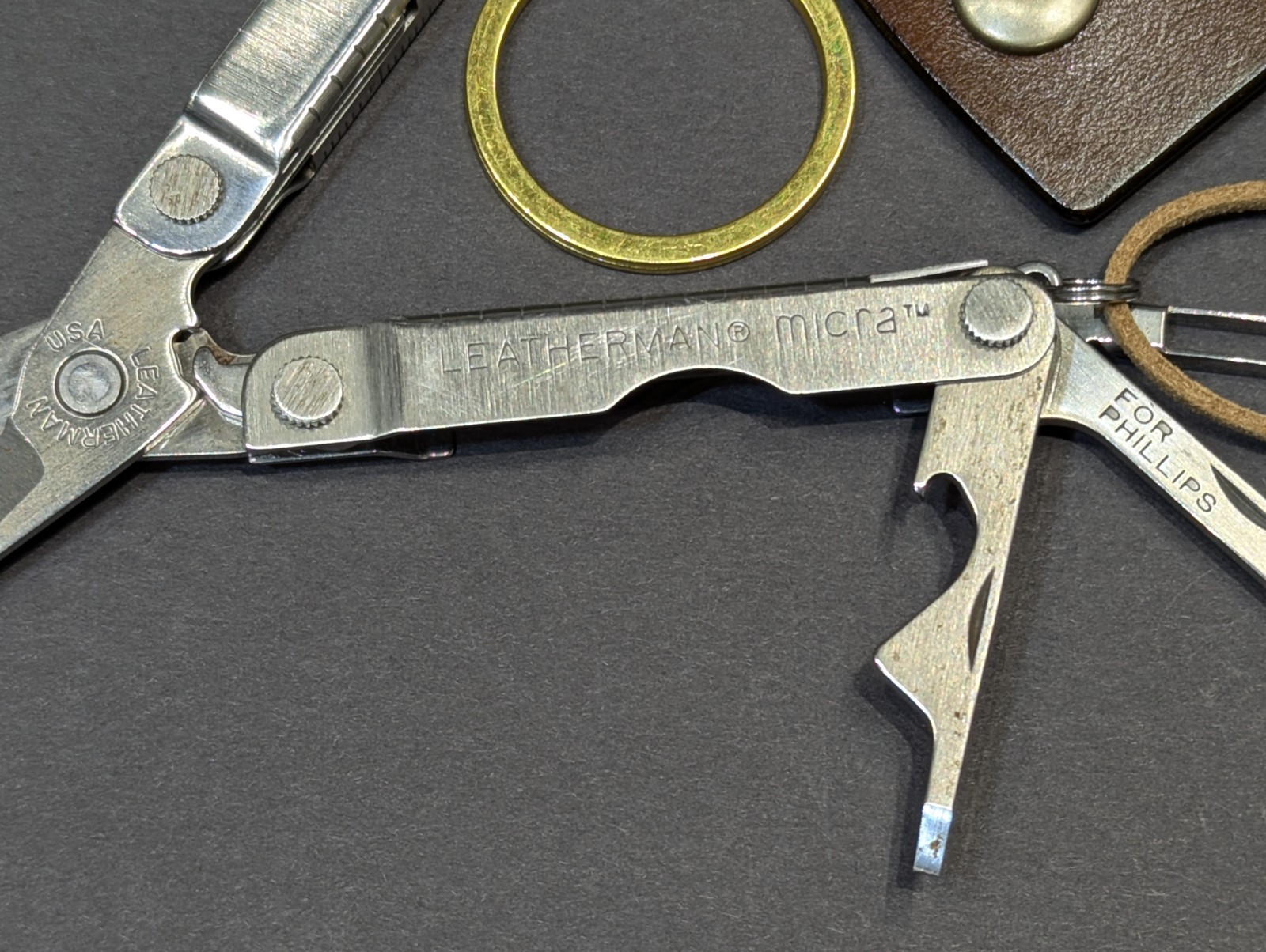 Leatherman Micra Keychain Tool w/ Custom Handmade Leather Holster