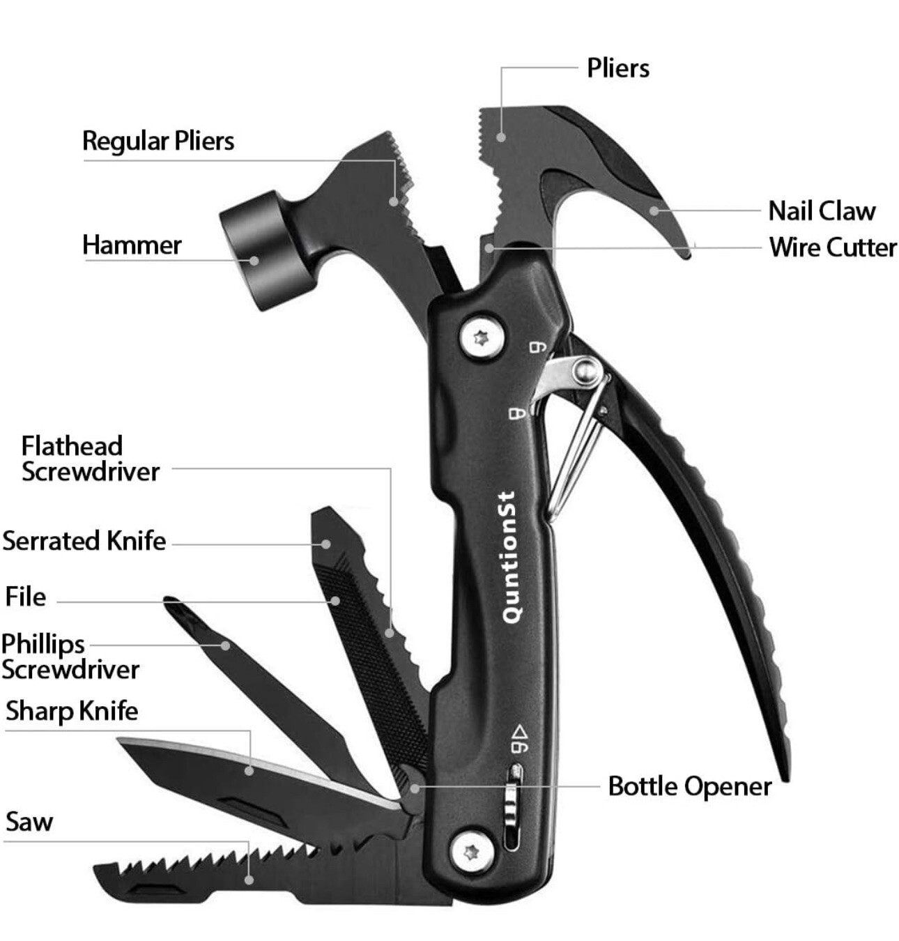 Hammer 12 IN 1 MULTITOOL, Personalized Gift Idea