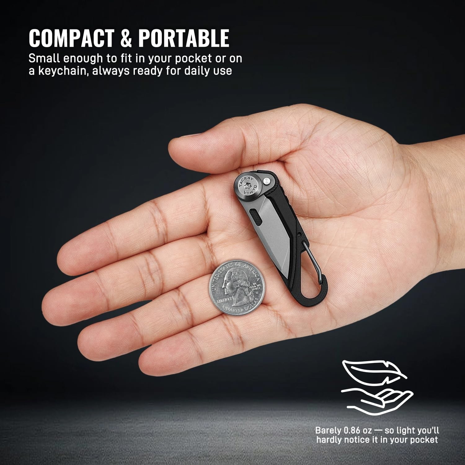 5-in-1 Compact Pocket Knife Multitool – Utility Knife, Seatbelt Cutter, Bottle O