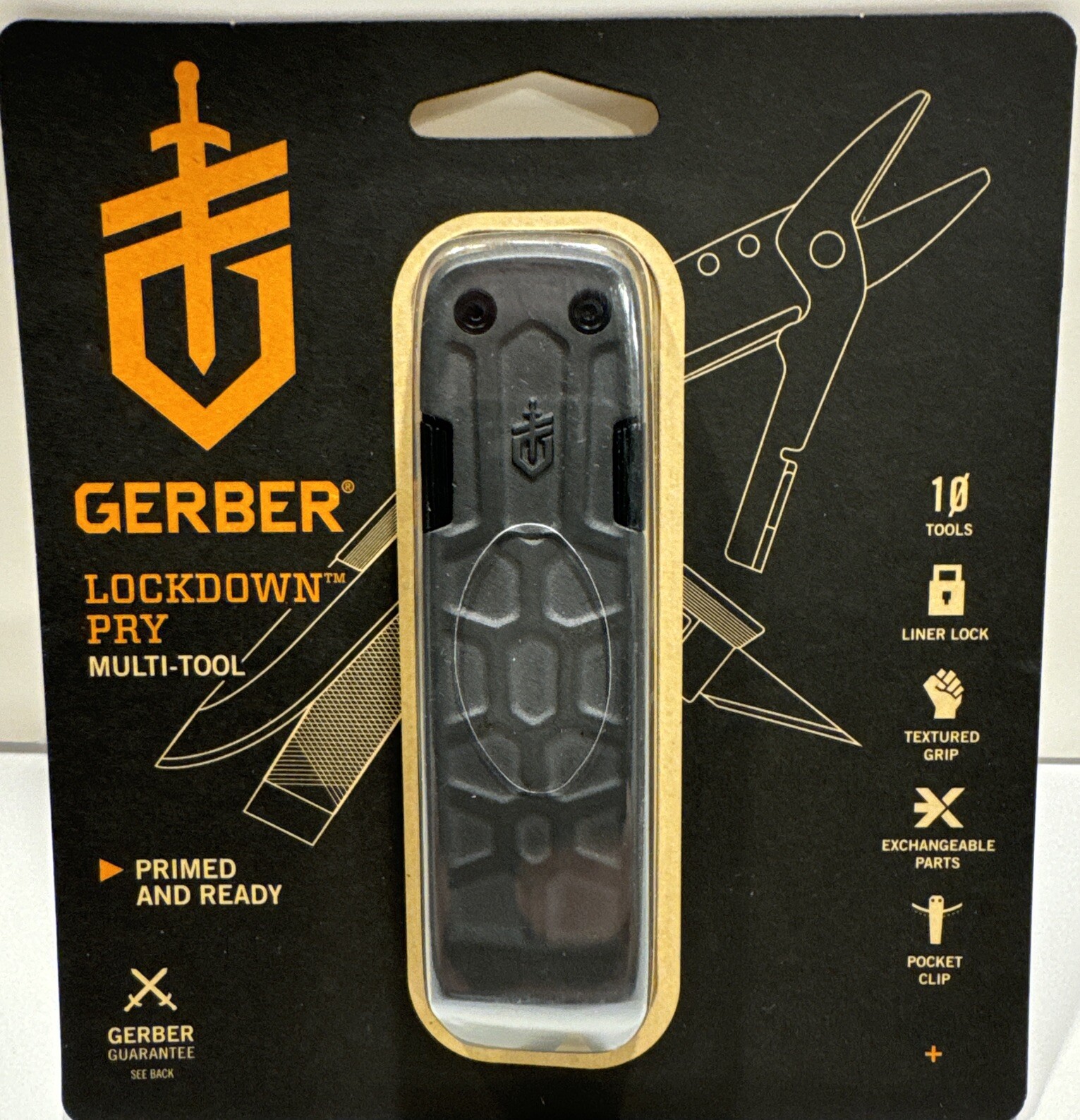 GERBER Lockdown Slim Pry Bar Grey Multi Function Tool Folding Pocket Knife $60