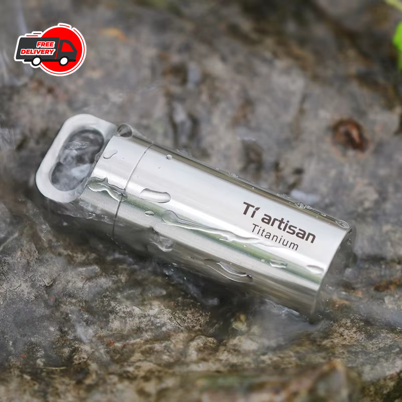 Titanium Alloy Waterproof Container Pill Box Travel Survival EDC Tool Keychain