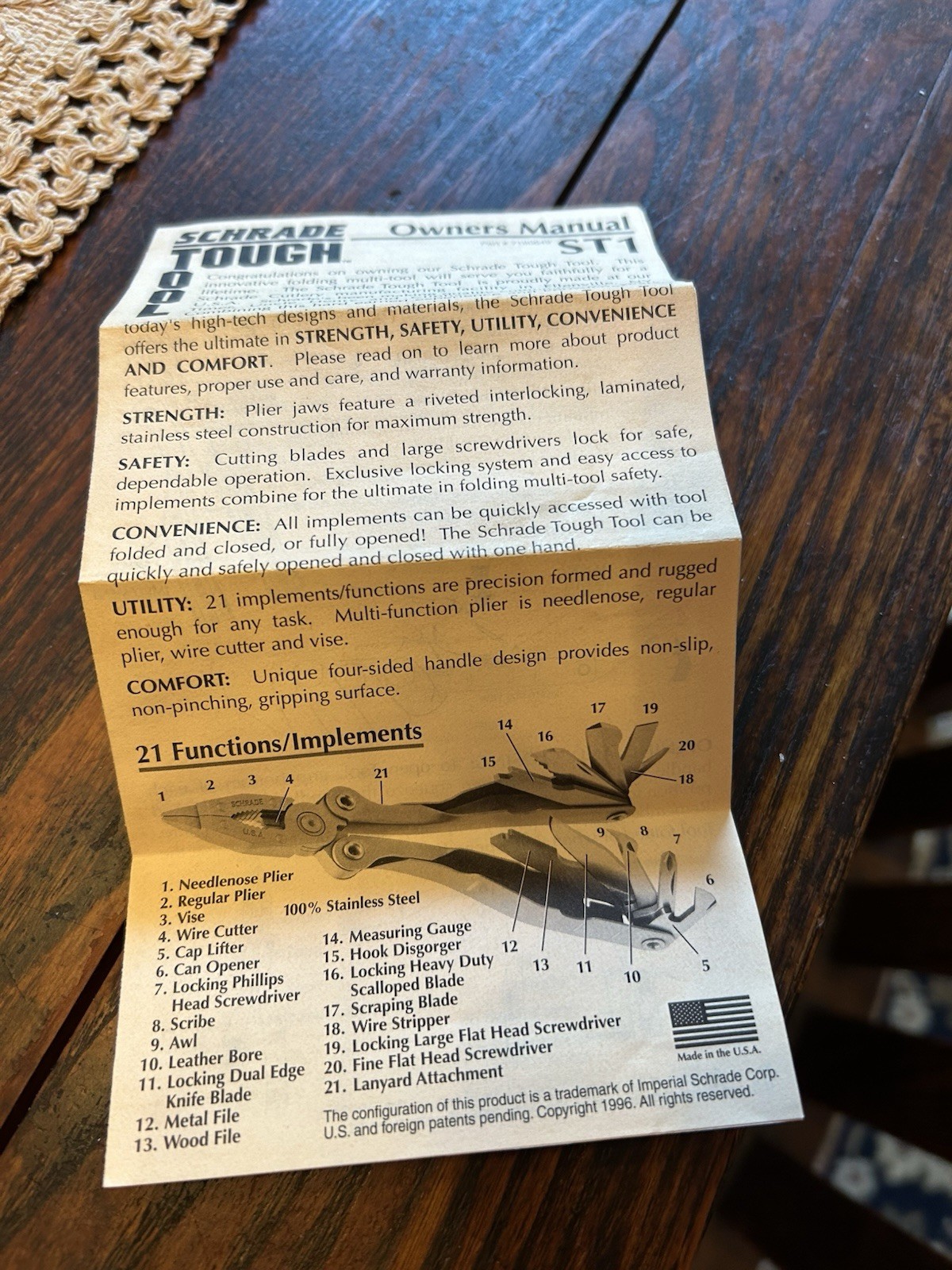 Schrade Tough Tool ST1L W/leather Sheath Box Paperwork