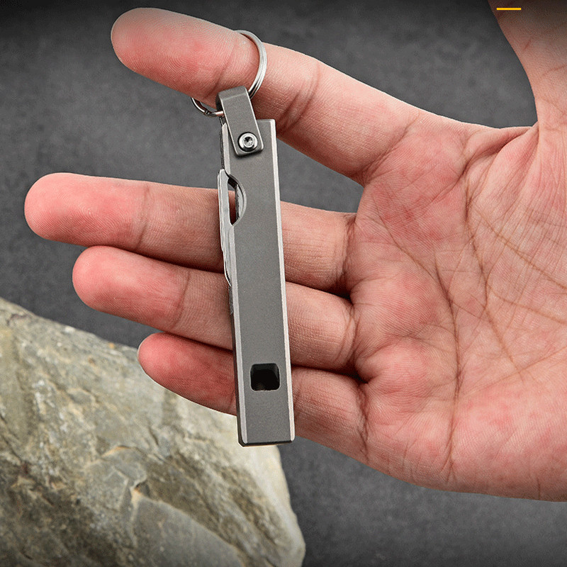 5-in-1 Pocket Safety Whistle Multi Purpose tool Outdoor Camping Folding Blade
