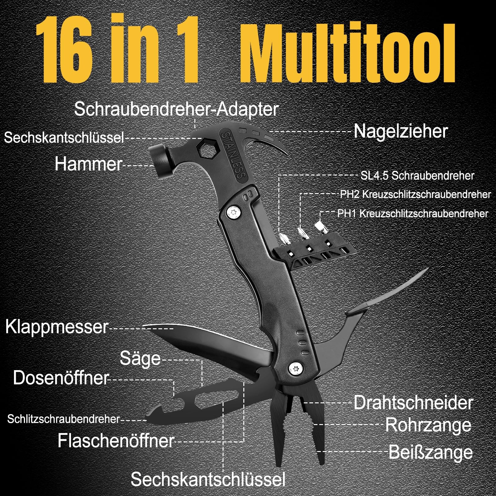 Gifts for Men, Fathers Day Gifts for Dad, 16 in 1 Multitool Survival…