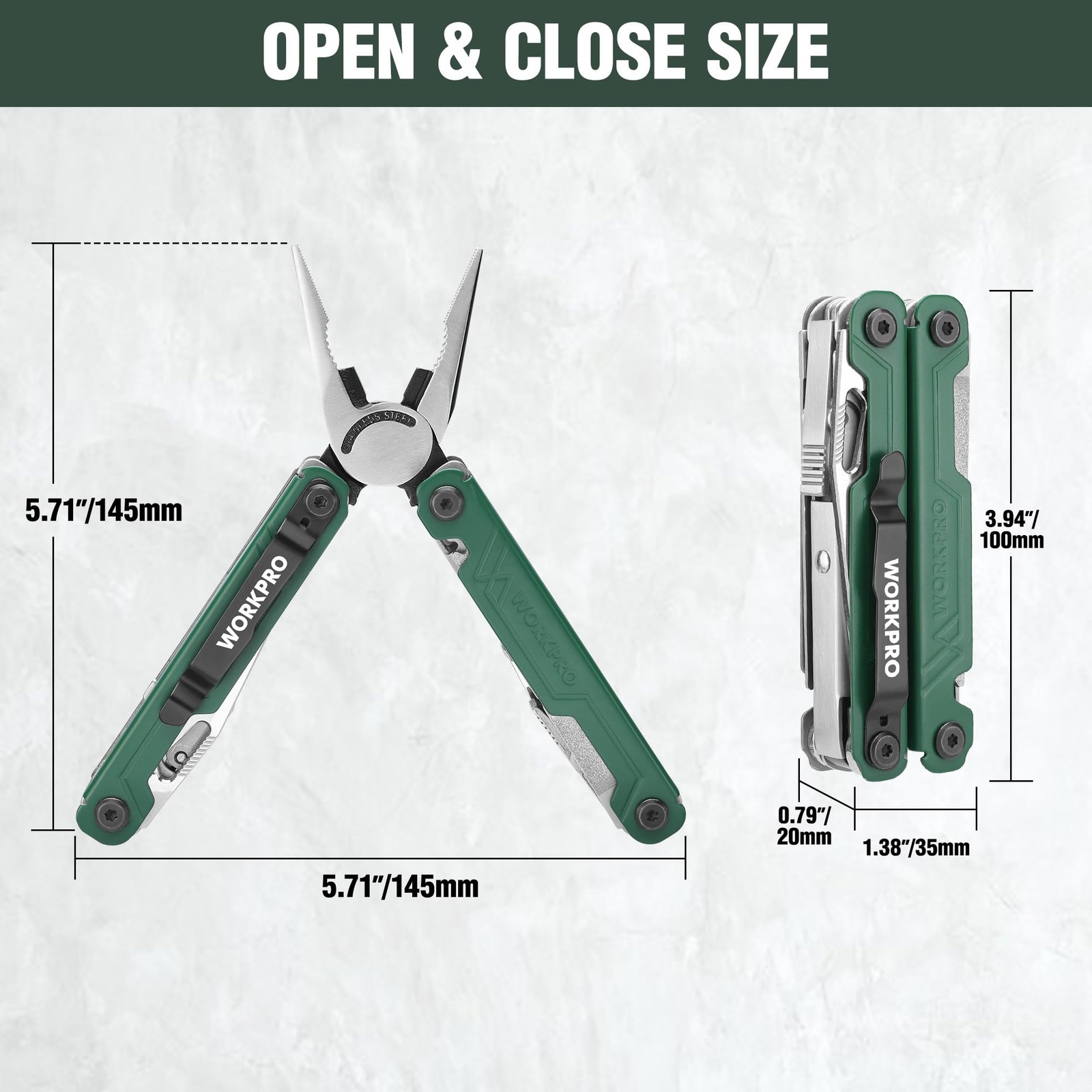 WORKPRO 18 in 1 Multi Tool Pliers Gifts for Men Stainless Steel EDC Multitool