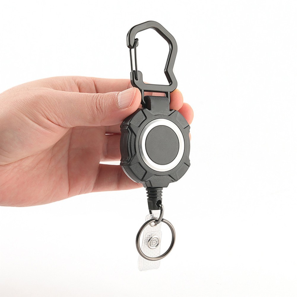 Practical Retractable Keychain with Long Steel Cord and Easy Retraction