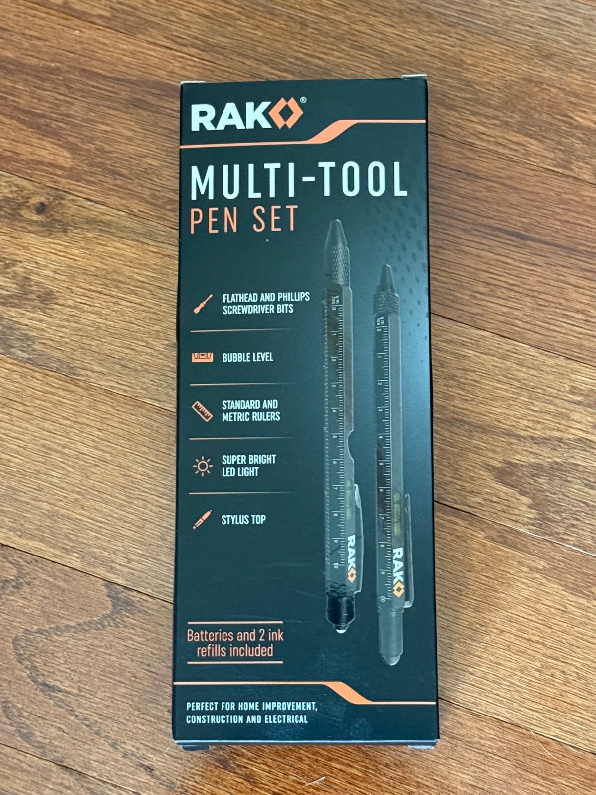 RAK Multitool Pen – Multi-Tool Set 11 in 1, Pocket Size (2 count), Black