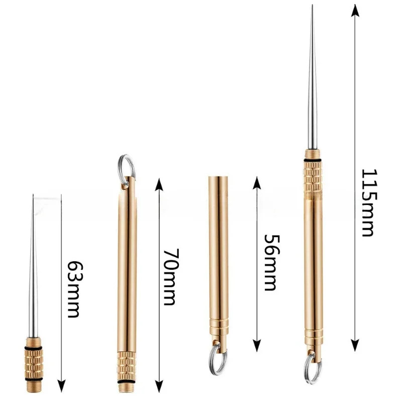 Portable Titanium Pocket Toothpicks Keychain Brass with Metal Toothpick Holder