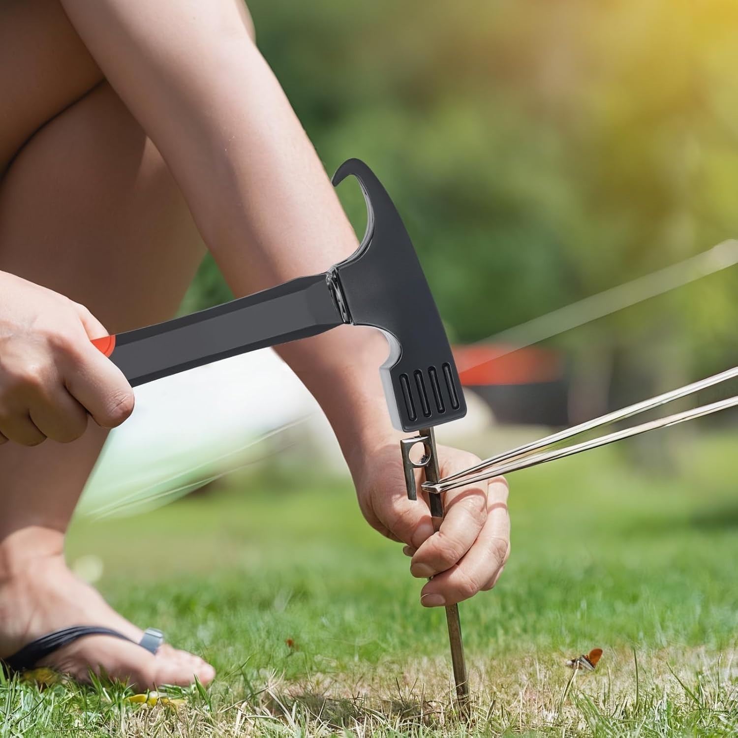 OutdoorPro 10.8″ Heavy-Duty Camping Hammer & Tent Stake Remover – Durable Steel